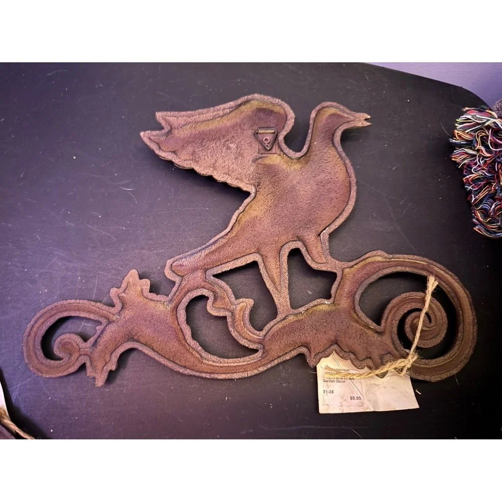 Vintage Antique Cast Iron Phoenix Birds House Decoration Pair of 2 Brand New Tag